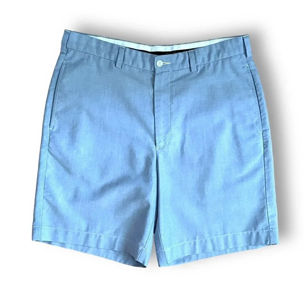Brooks Brothers Mens Oxford Cloth Shorts Sz 34 Blue Flat Front Preppy Yacht Club